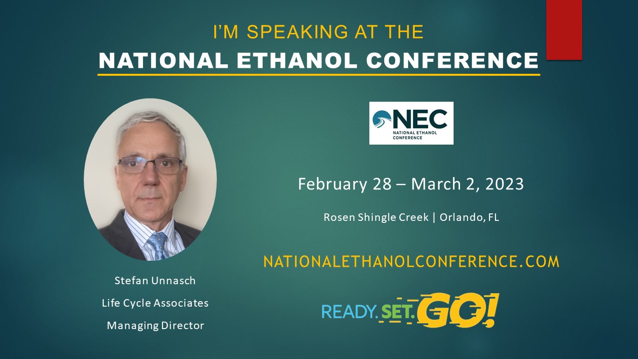 Stefan Unnasch speaks at National Ethanol Conference