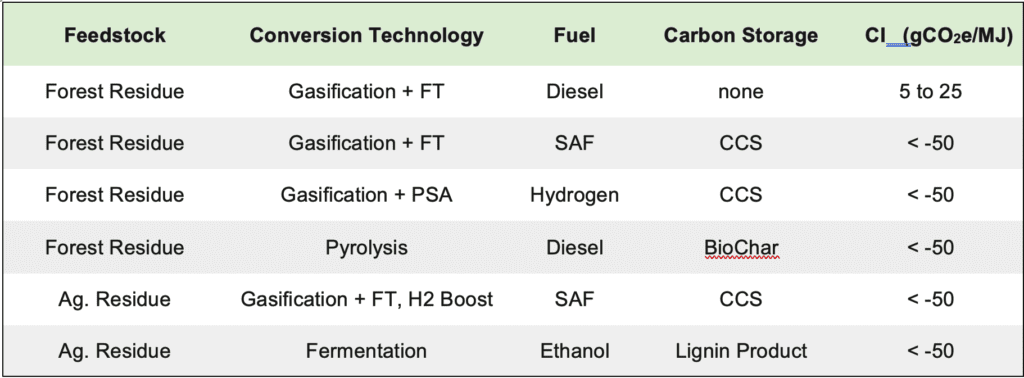 Fuel Options with a Pathway to Negative Carbon Intensity