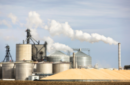 Ethanol Plant and Large Pile of Corn in The Midwest